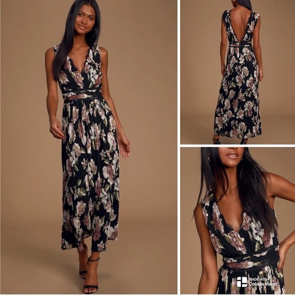 Lulus Dresses & Skirts - Lulu's We Made it Black Floral Dress